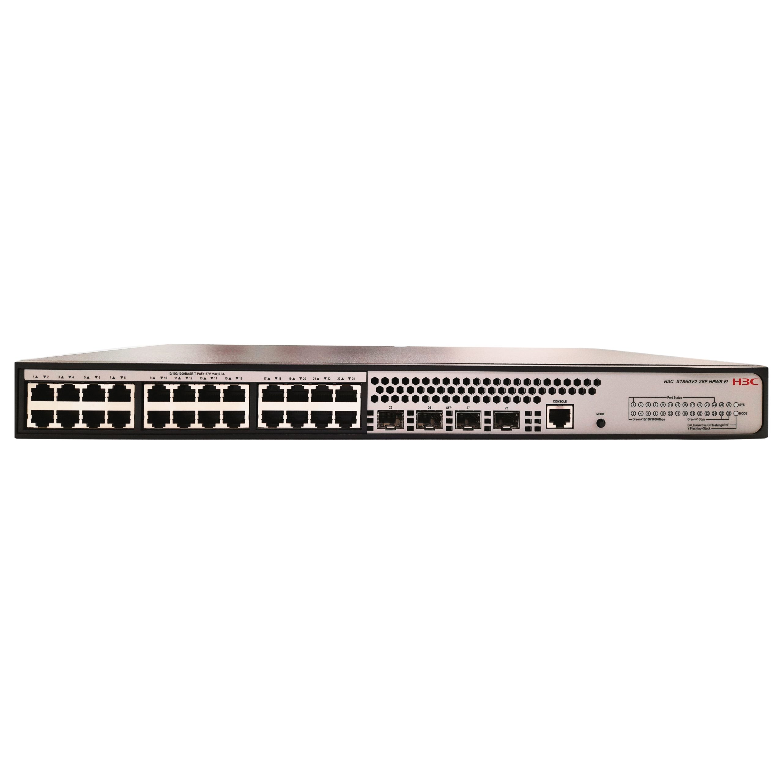 H3C Layer 2 Switch 24 x 1GE PoE+ Ethernet Ports & 4 x 1GE SFP Ports (PoE Budget 370W)