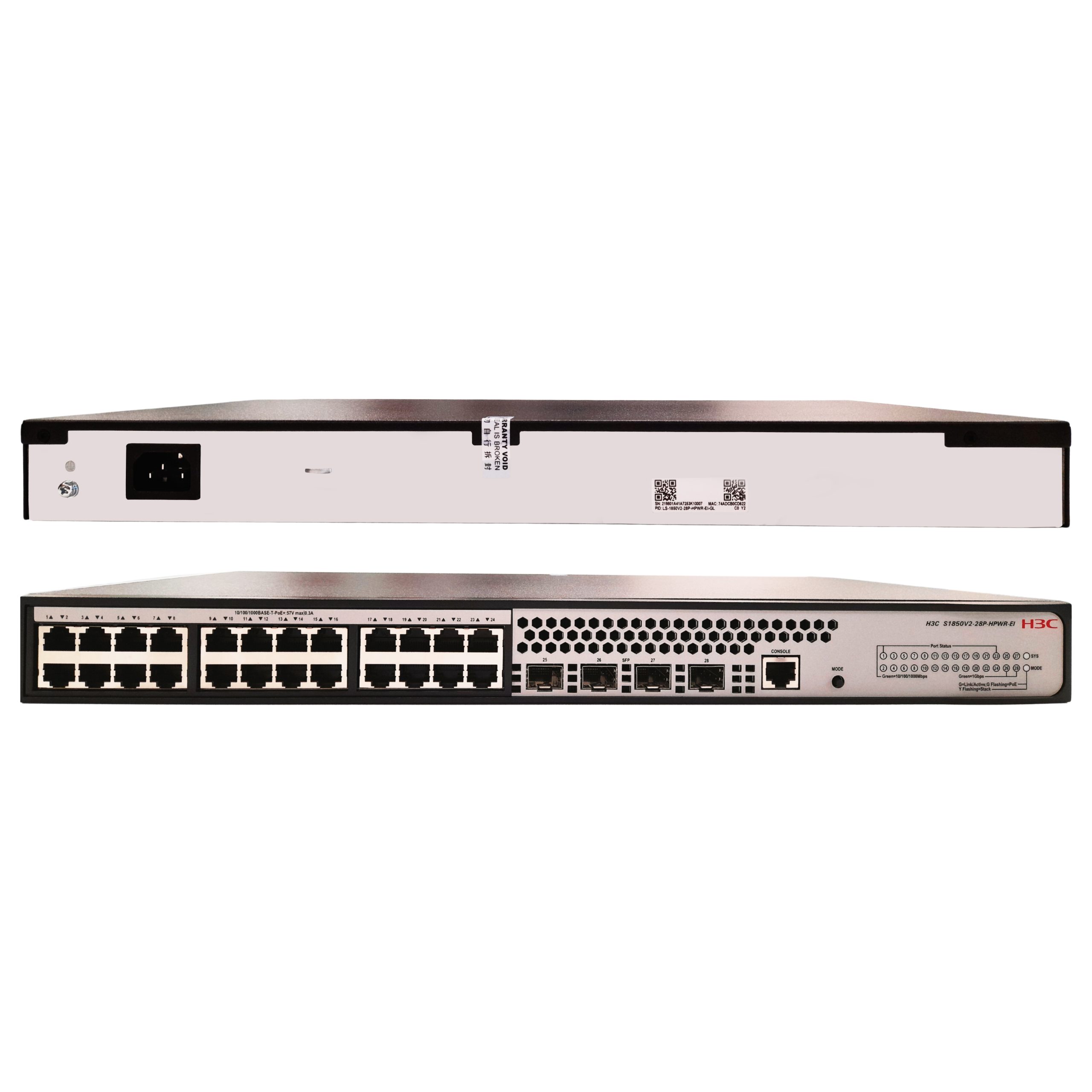 H3C Layer 2 Switch 24 x 1GE PoE+ Ethernet Ports & 4 x 1GE SFP Ports (PoE Budget 370W) - Image 4