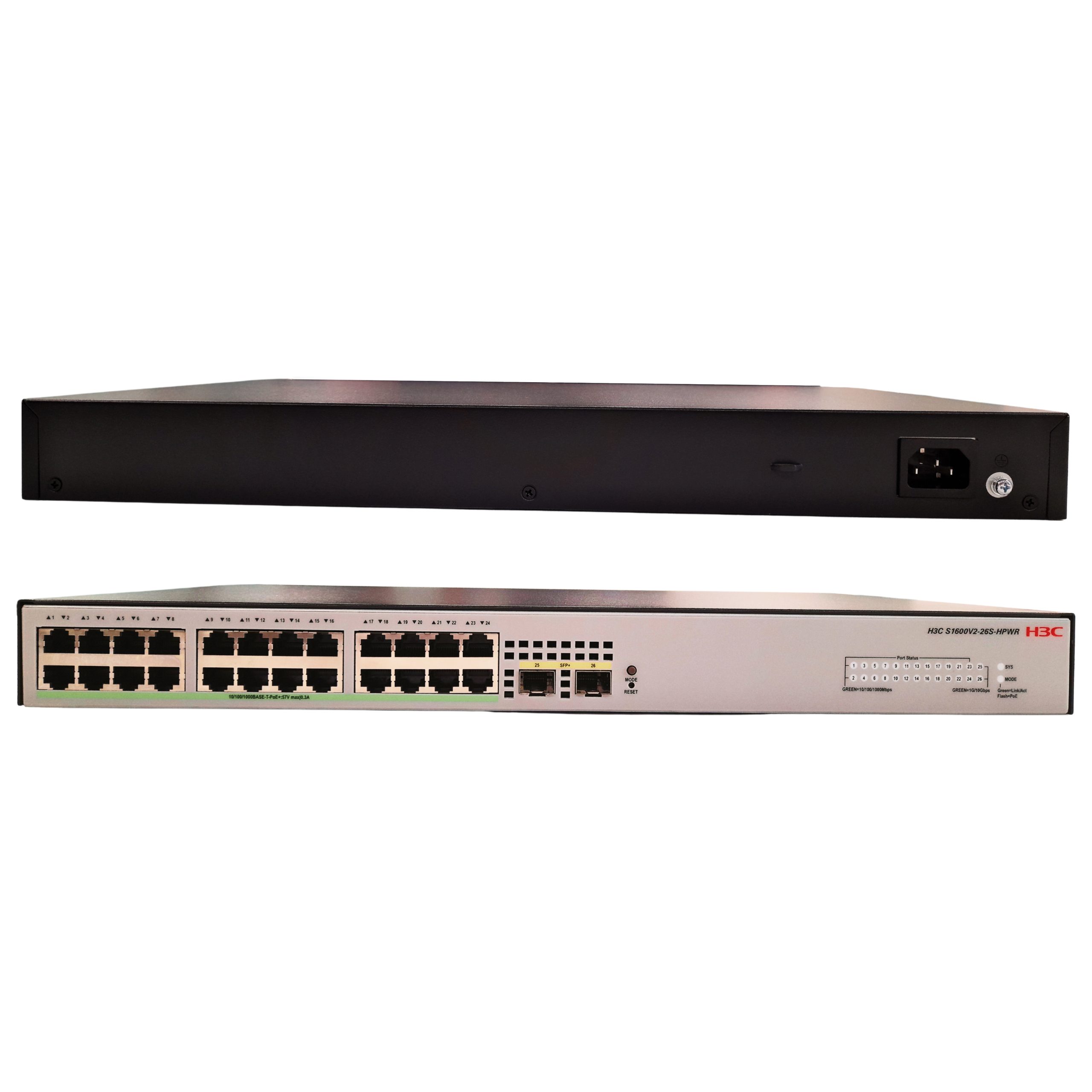 H3C Layer 2 Switch 24 x 1GE PoE+ Ethernet Ports & 2 x 1GE / 10GE SFP+ Ports (PoE Budget 370W) - Image 4