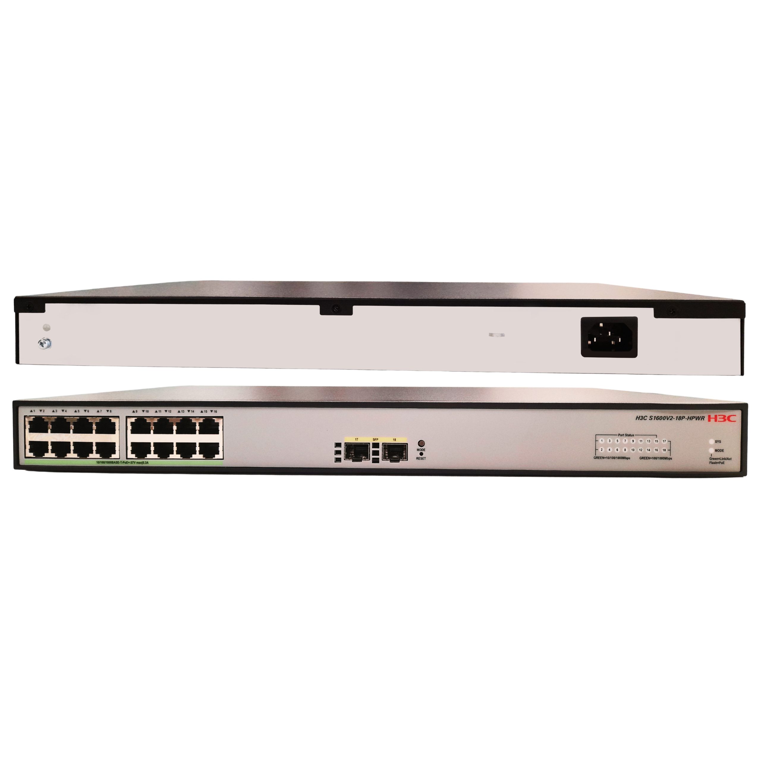 H3C Layer 2 Switch 16 x 1GE PoE+ Ethernet Ports & 2 x 1GE SFP Ports (PoE Budget 240W) - Image 6