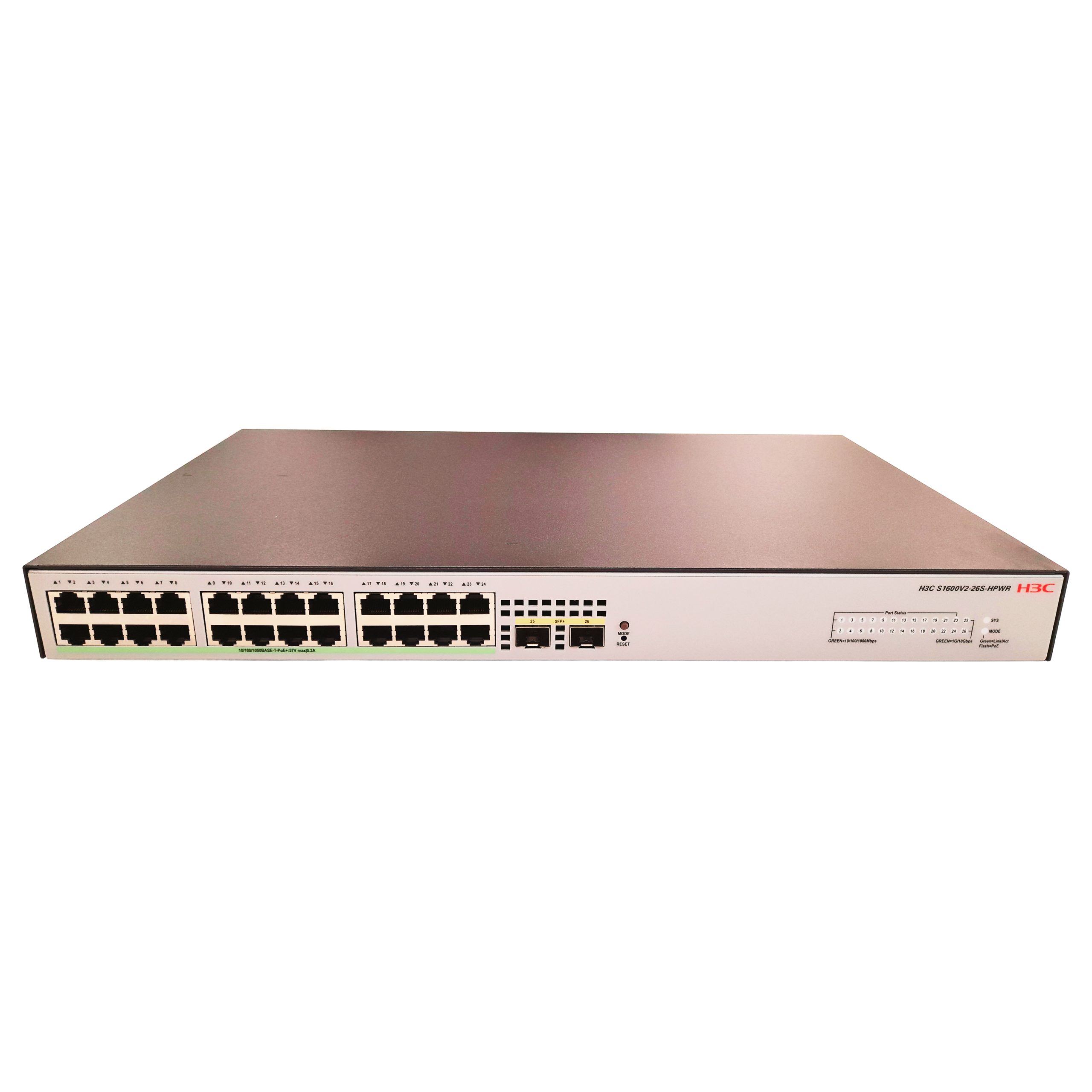 H3C Layer 2 Switch 24 x 1GE PoE+ Ethernet Ports & 2 x 1GE / 10GE SFP+ Ports (PoE Budget 370W) - Image 3