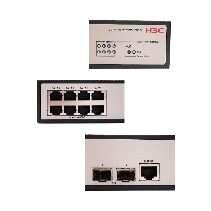 H3C Layer 2 Switch 8 x 1GE Ethernet Ports & 2 x 1GE SFP Ports - Image 2