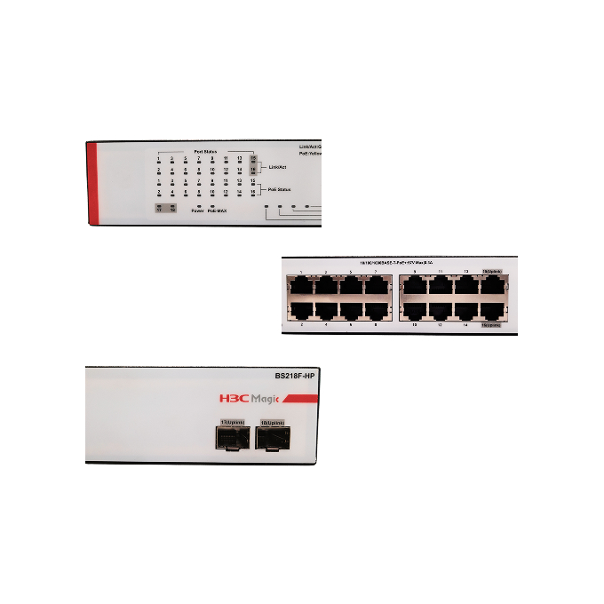 07 - H3C Magic Unmanaged Gigabit Switch 16 x 1GE PoE+ Ethernet Ports, 2 x 1GE SFP Ports - Image 2